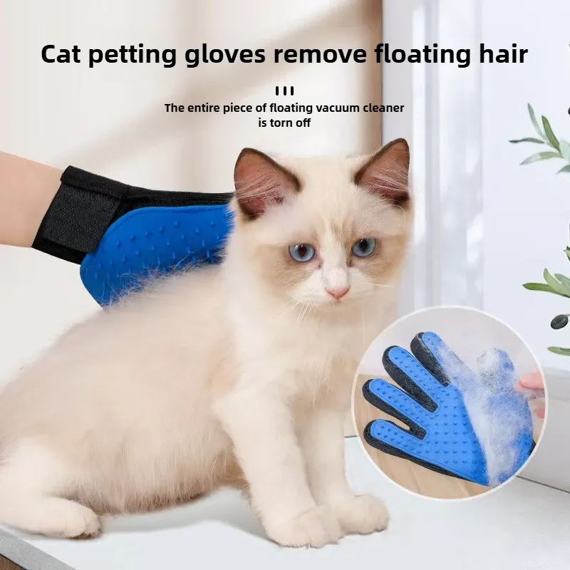 Pet Grooming Glove for Cats & Dogs - 5 Finger Bathing Brush, Hair Removal Tool, Massage Mitt for Gentle Cleaning & Shedding Control