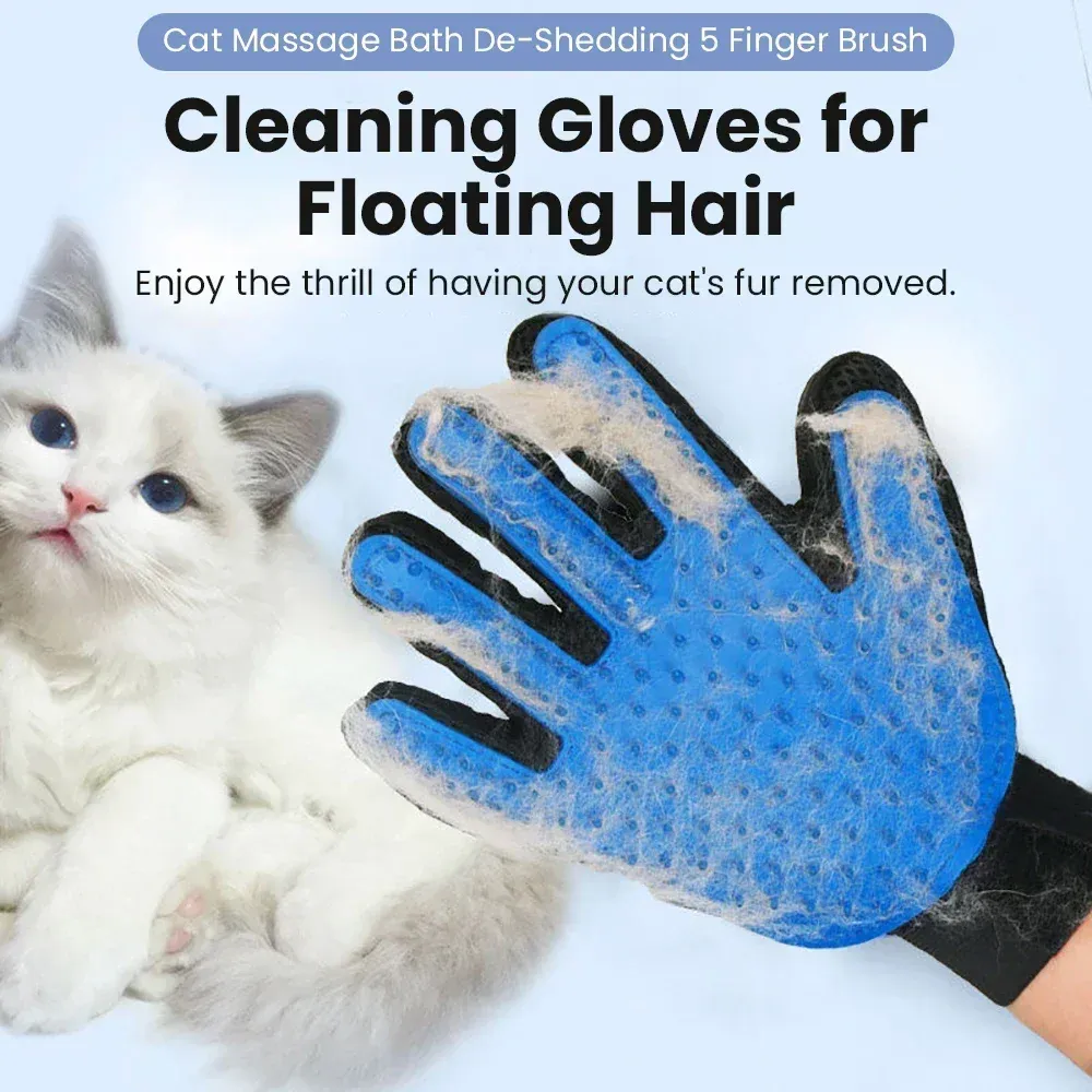 Pet Grooming Glove for Cats & Dogs - 5 Finger Bathing Brush, Hair Removal Tool, Massage Mitt for Gentle Cleaning & Shedding Control thumbnail 2
