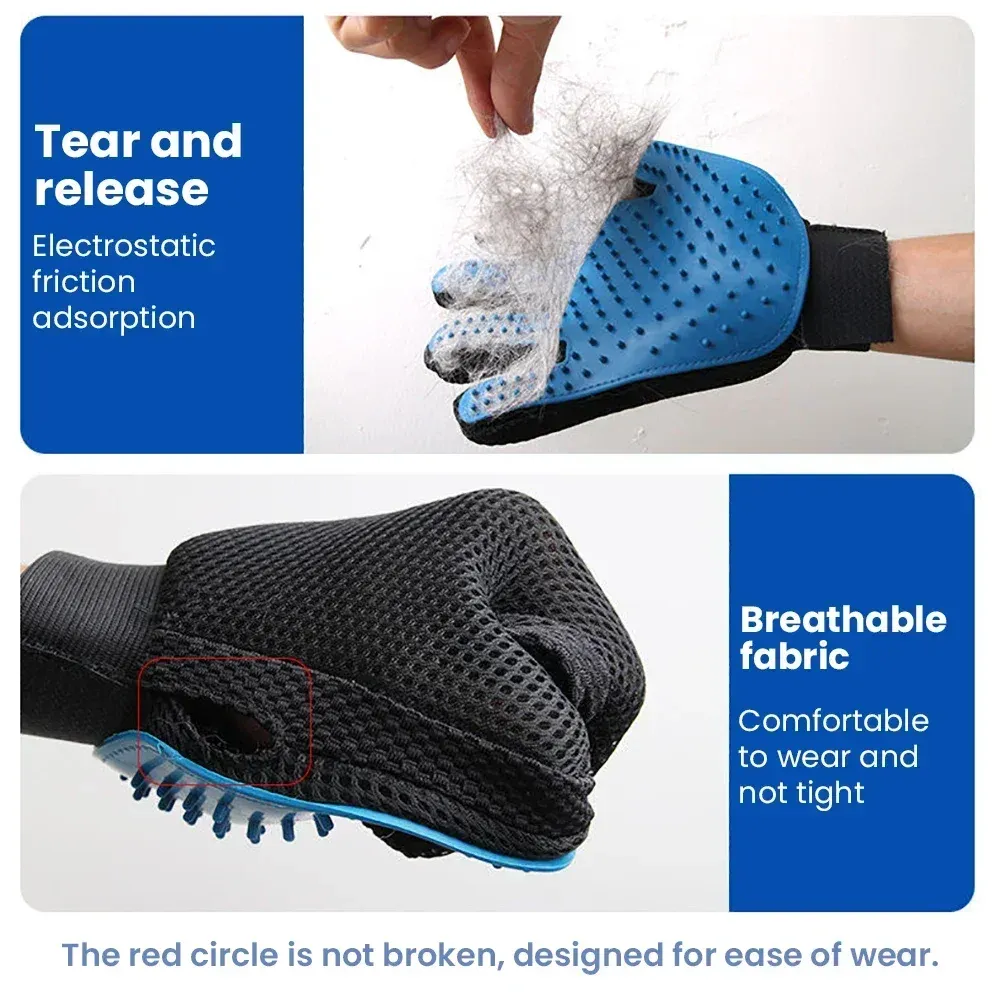 Pet Grooming Glove for Cats & Dogs - 5 Finger Bathing Brush, Hair Removal Tool, Massage Mitt for Gentle Cleaning & Shedding Control showcase 5