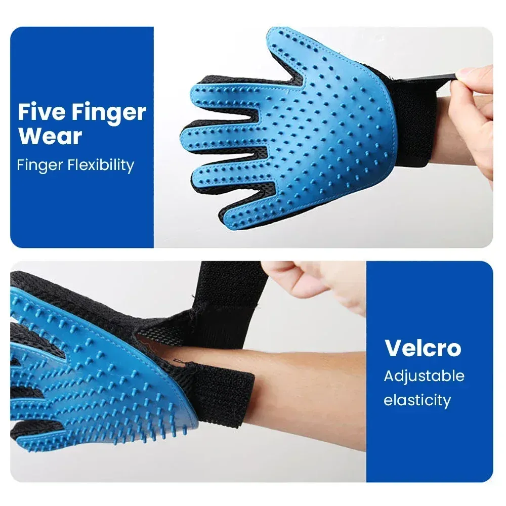 Pet Grooming Glove for Cats & Dogs - 5 Finger Bathing Brush, Hair Removal Tool, Massage Mitt for Gentle Cleaning & Shedding Control showcase 4