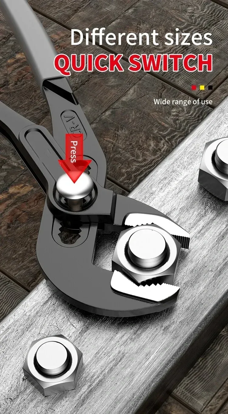 Durable High-Carbon Steel Water Pump Pliers with Quick-Release V-Jaw, Adjustable Pipe Wrench for Plumbing & Household Use - 8, 10, 12 Inch Sizes showcase 9