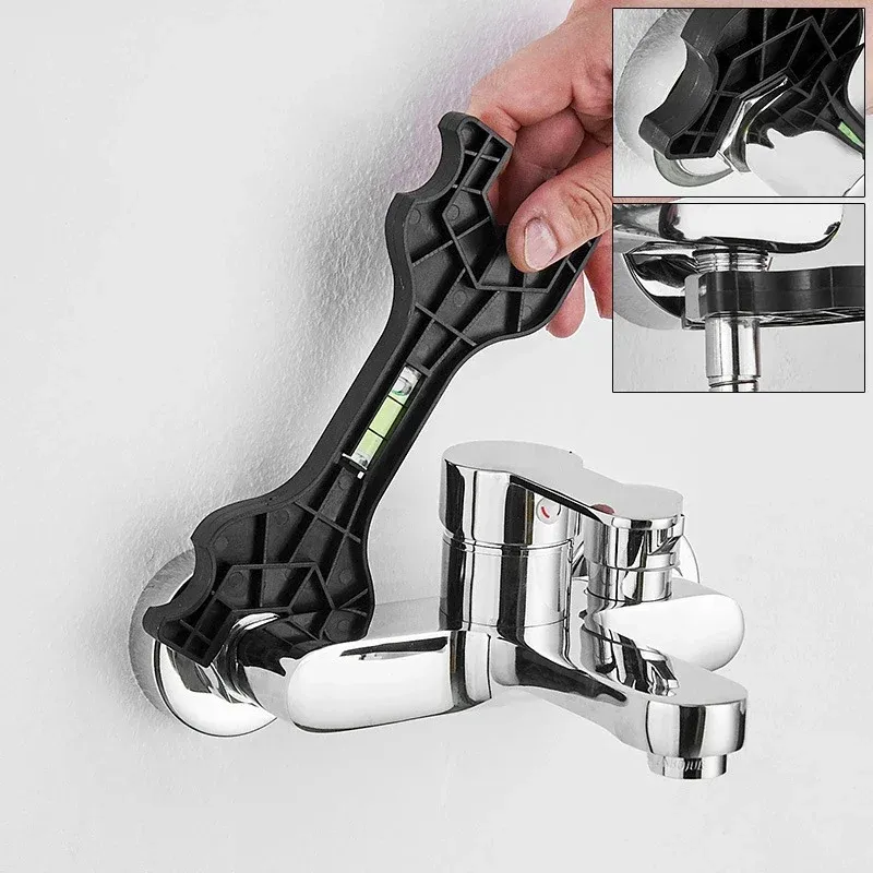 Multifunctional Dual Headed Wrench with Level - Durable Engineering Material Plumbing Tool for Faucet, Pipe, Bathroom Repairs - Essential Household Hand Tool thumbnail 2