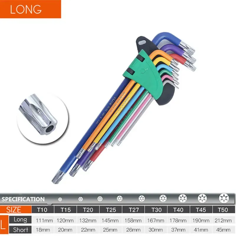 9-Piece Long Arm Hex Key Set Allen Wrench Kit for Allen Screws, 1.5mm-10mm Hexagon Spanner for Bicycle Repair and General Maintenance thumbnail 5