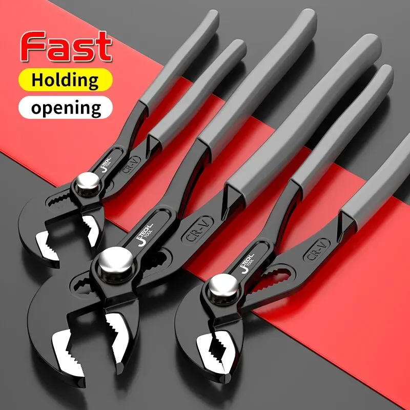8-12 Inch Water Pump Pliers Set, Heavy Duty High-Carbon Steel V-Jaw Adjustable Pipe Wrench for Plumbing, Household Hand Tool thumbnail 1
