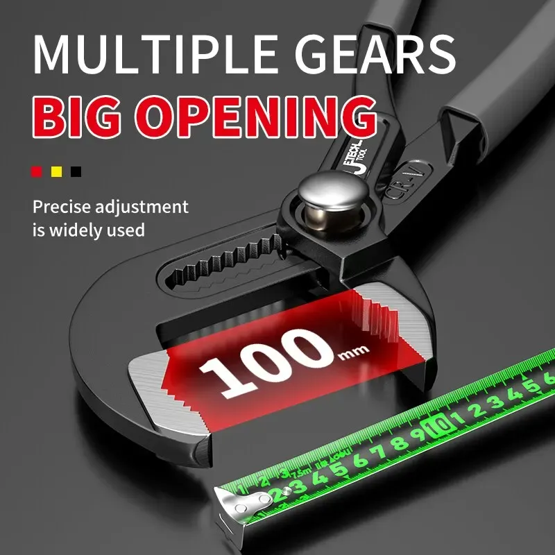 8-12 Inch Water Pump Pliers Set, Heavy Duty High-Carbon Steel V-Jaw Adjustable Pipe Wrench for Plumbing, Household Hand Tool thumbnail 2