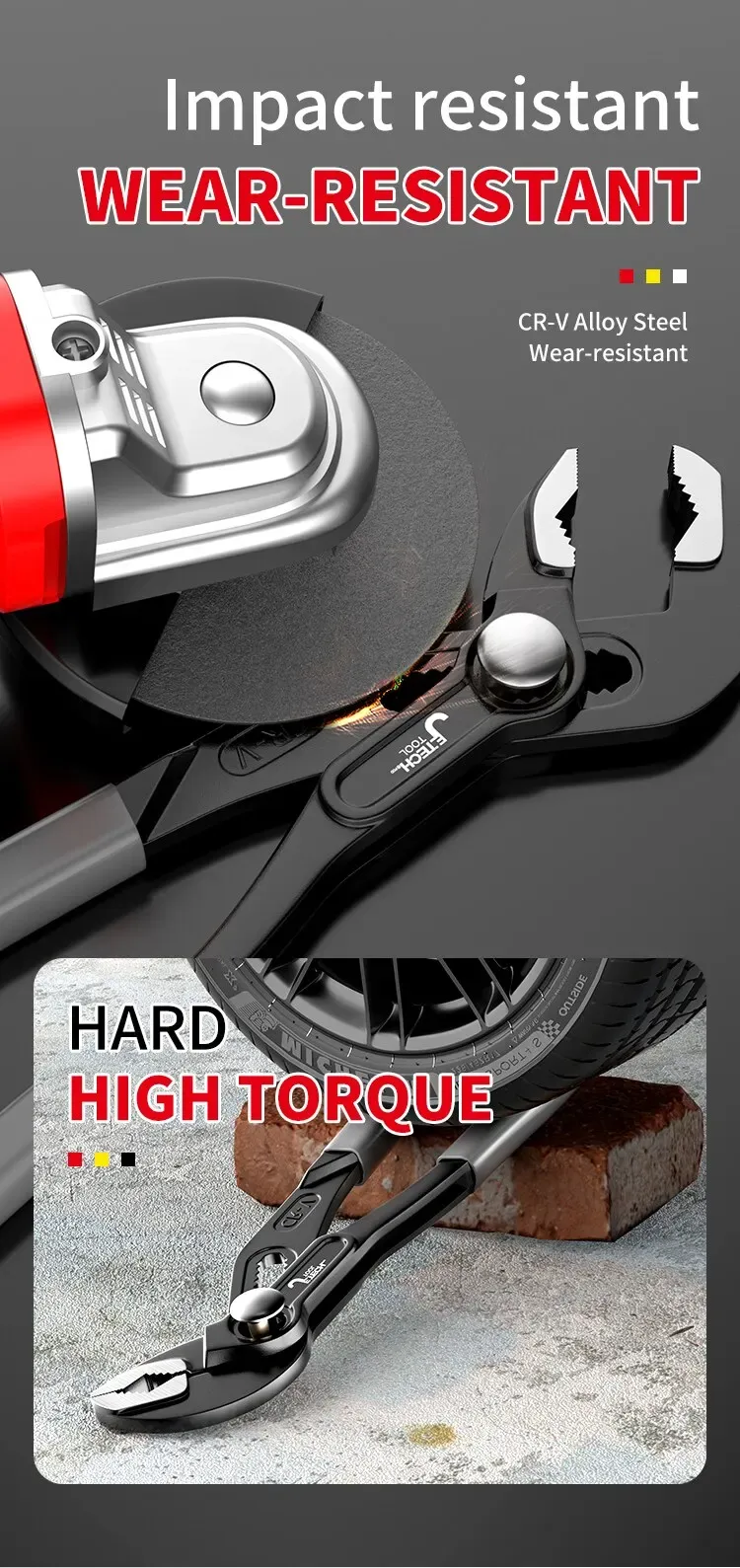 8-12 Inch Water Pump Pliers Set, Heavy Duty High-Carbon Steel V-Jaw Adjustable Pipe Wrench for Plumbing, Household Hand Tool showcase 7