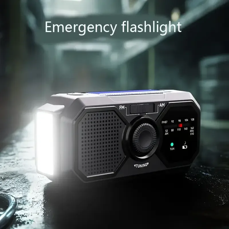 Portable Solar Hand Crank Radio with LED Flashlight and USB Power Bank - Emergency AM/FM Radio for Blackouts, Camping, and Outdoor Adventures thumbnail 5
