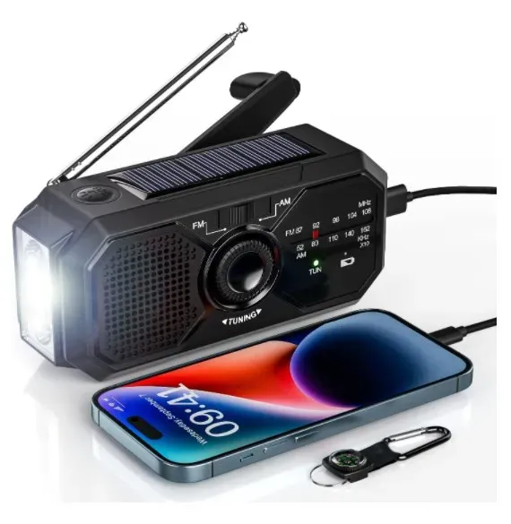 Portable Solar Hand Crank Radio with LED Flashlight and USB Power Bank - Emergency AM/FM Radio for Blackouts, Camping, and Outdoor Adventures showcase 8