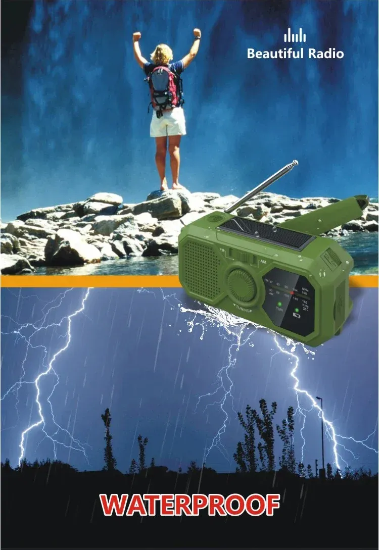 Portable Solar Hand Crank Radio with LED Flashlight and USB Power Bank - Emergency AM/FM Radio for Blackouts, Camping, and Outdoor Adventures showcase 4