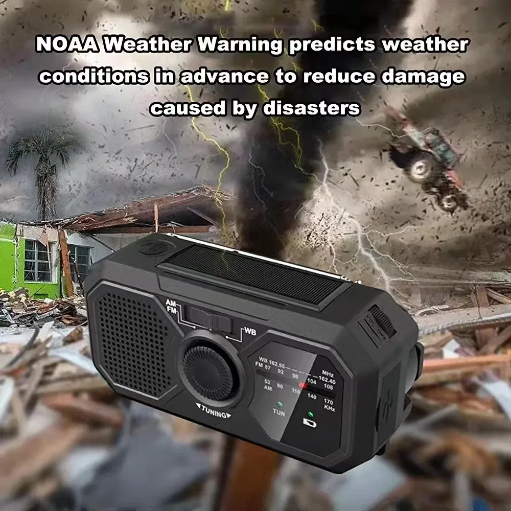 Portable Solar Hand Crank Radio with LED Flashlight and USB Power Bank - Emergency AM/FM Radio for Blackouts, Camping, and Outdoor Adventures thumbnail 2