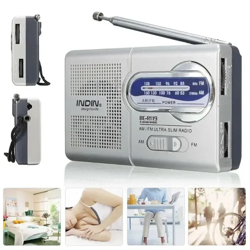 Mini Portable FM AM Radio Battery Operated BC-R119 with High-Quality Speaker and Headphone Jack for Emergencies, Home, Walking, Running