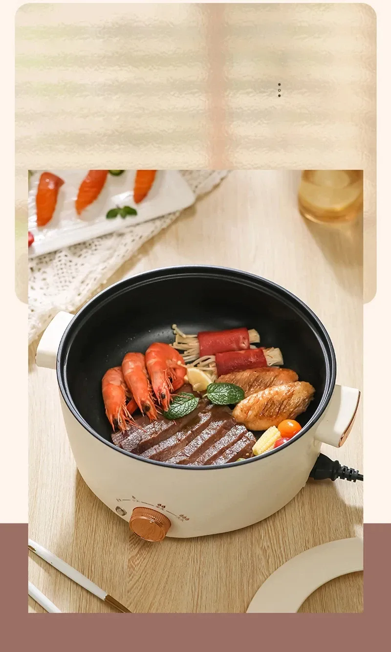Portable Electric Multifunctional Cooker, 220V Mini Hot Pot with 7 Adjustable Programs, Non-stick Household Cookware for Kitchen, CE Certified showcase 14