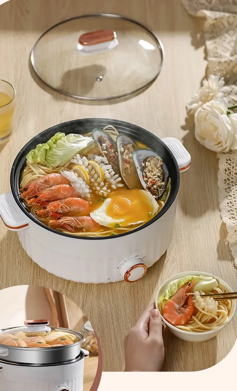 Portable Electric Multifunctional Cooker, 220V Mini Hot Pot with 7 Adjustable Programs, Non-stick Household Cookware for Kitchen, CE Certified showcase 11
