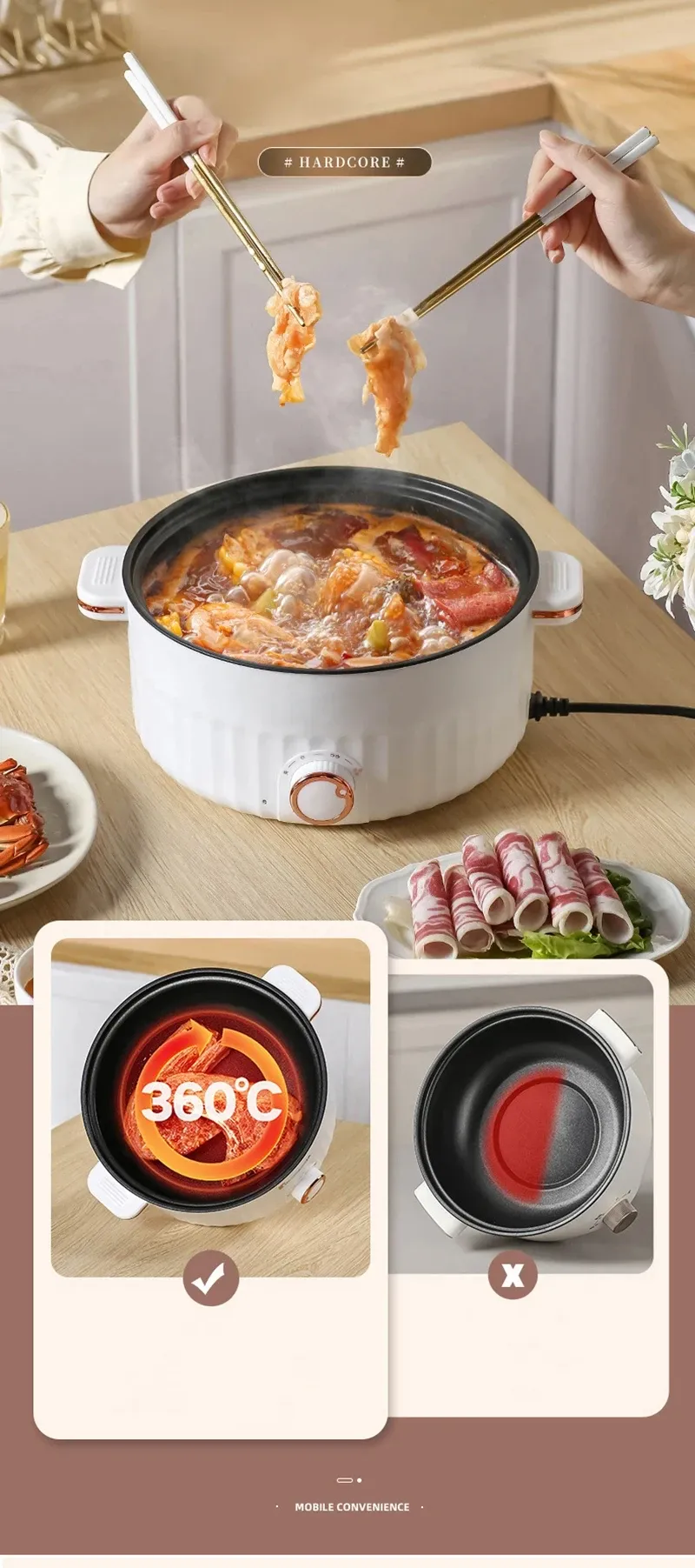 Portable Electric Multifunctional Cooker, 220V Mini Hot Pot with 7 Adjustable Programs, Non-stick Household Cookware for Kitchen, CE Certified showcase 18