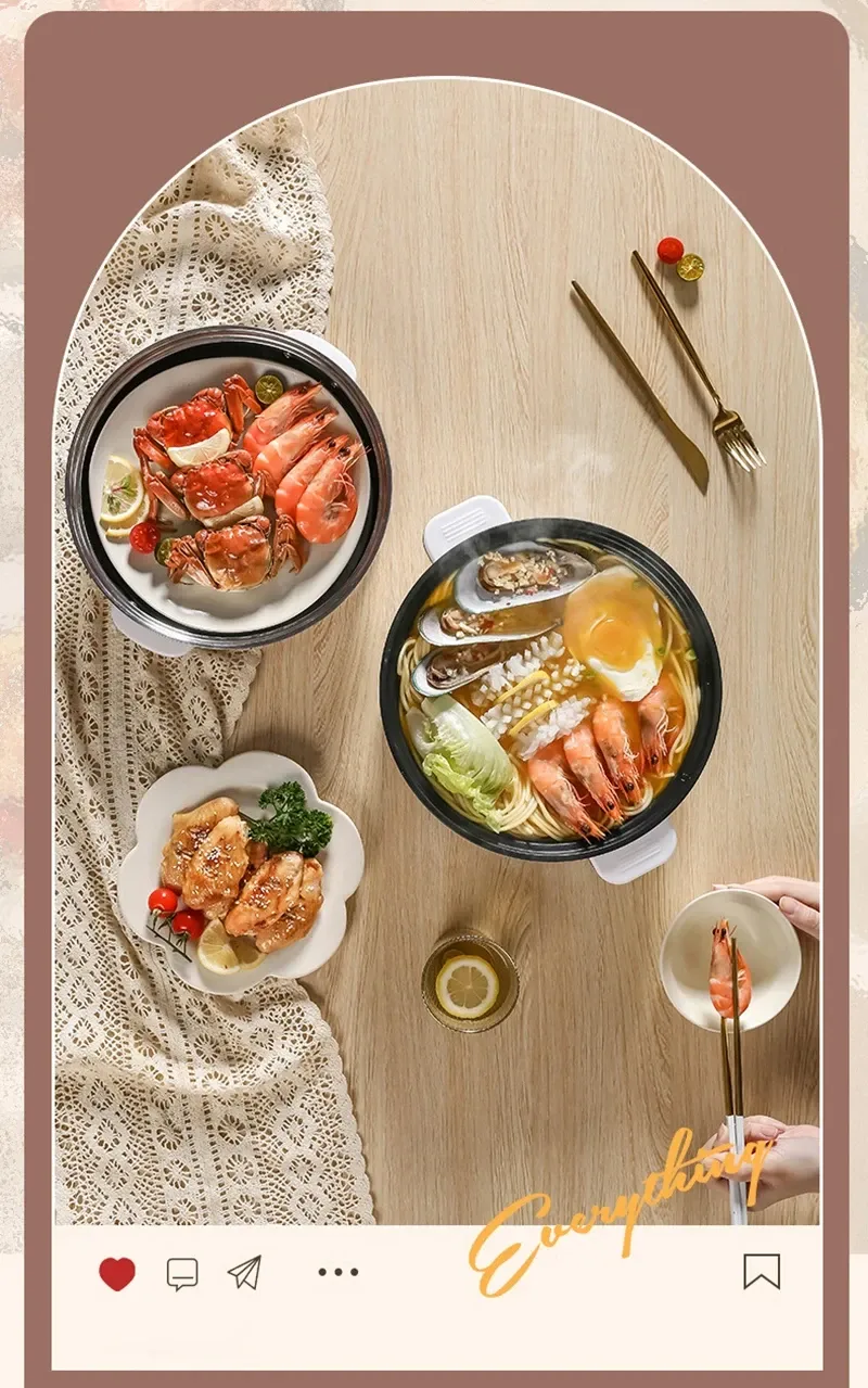 Portable Electric Multifunctional Cooker, 220V Mini Hot Pot with 7 Adjustable Programs, Non-stick Household Cookware for Kitchen, CE Certified showcase 12