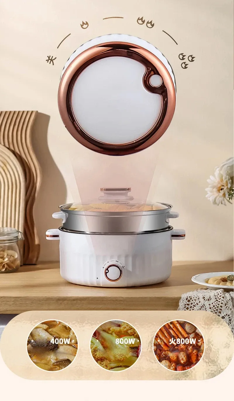 Portable Electric Multifunctional Cooker, 220V Mini Hot Pot with 7 Adjustable Programs, Non-stick Household Cookware for Kitchen, CE Certified showcase 9