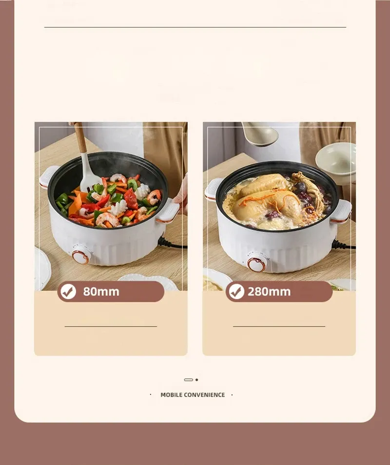 Portable Electric Multifunctional Cooker, 220V Mini Hot Pot with 7 Adjustable Programs, Non-stick Household Cookware for Kitchen, CE Certified showcase 8