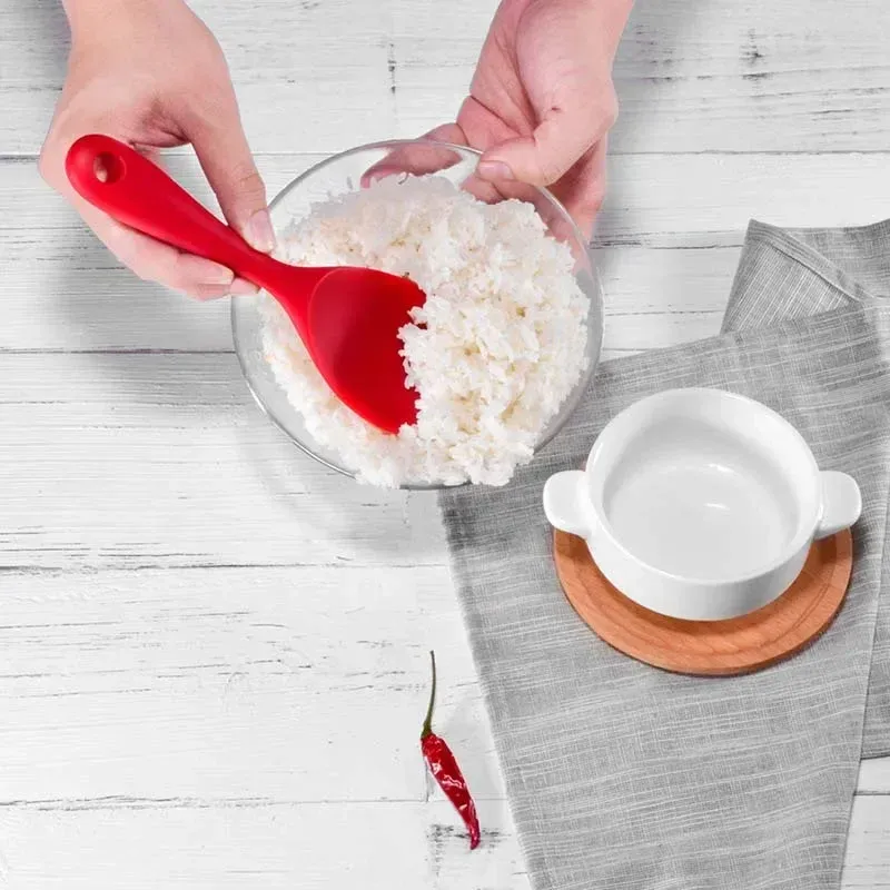 Silicone Rice Spoon Ladle with Hanging Hole - Non-stick, Heat-Resistant Cooking Scoop for Pots & Rice Cookers - Kitchen Utensil for Easy Serving thumbnail 3
