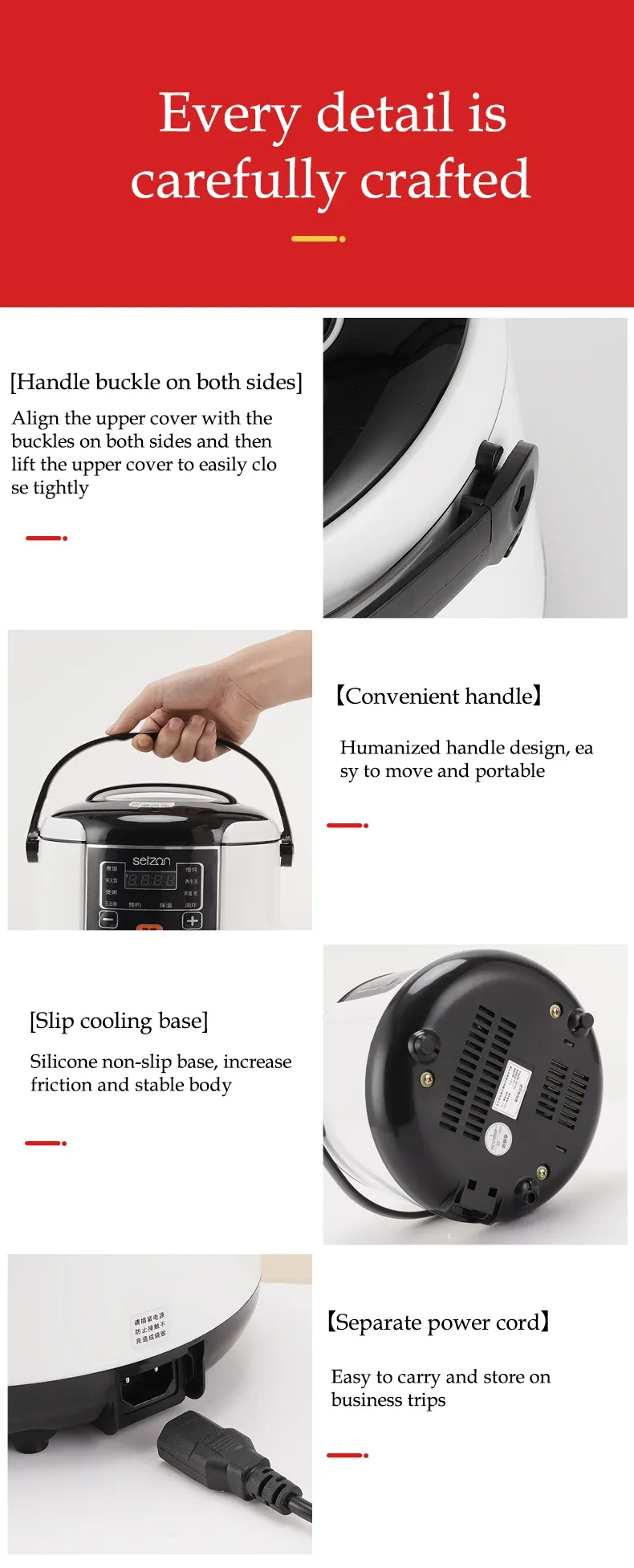 Portable 2L Electric Rice Cooker for Cars & Trucks - Multi-Cooker for Soup, Porridge, Food Steamer, Lunch Box (12V/24V) showcase 13