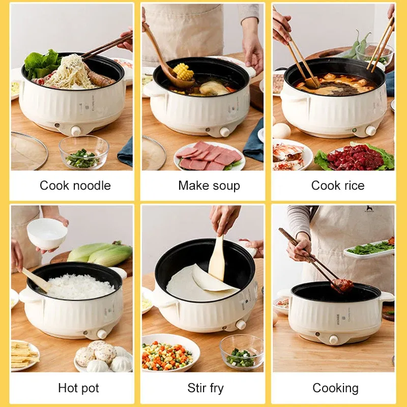 Electric Multi-Cooker 1.7L-3.2L: Non-Stick Pot for Rice, Soup, Frying - Versatile Kitchen Appliance with Dual Power Settings for Dorms & Homes thumbnail 3