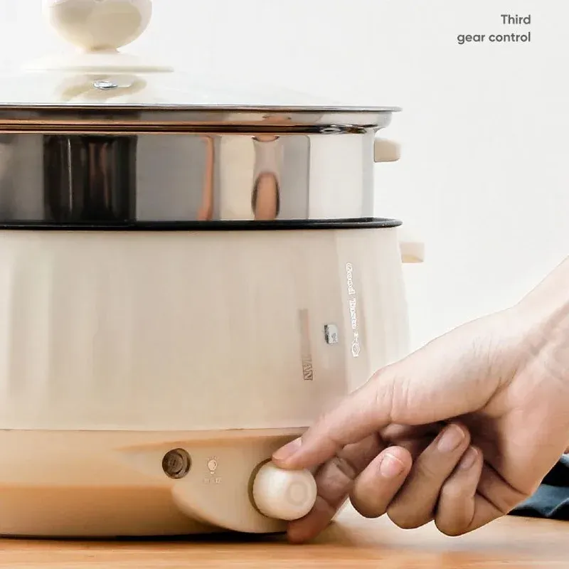 Electric Multi-Cooker 1.7L-3.2L: Non-Stick Pot for Rice, Soup, Frying - Versatile Kitchen Appliance with Dual Power Settings for Dorms & Homes thumbnail 5