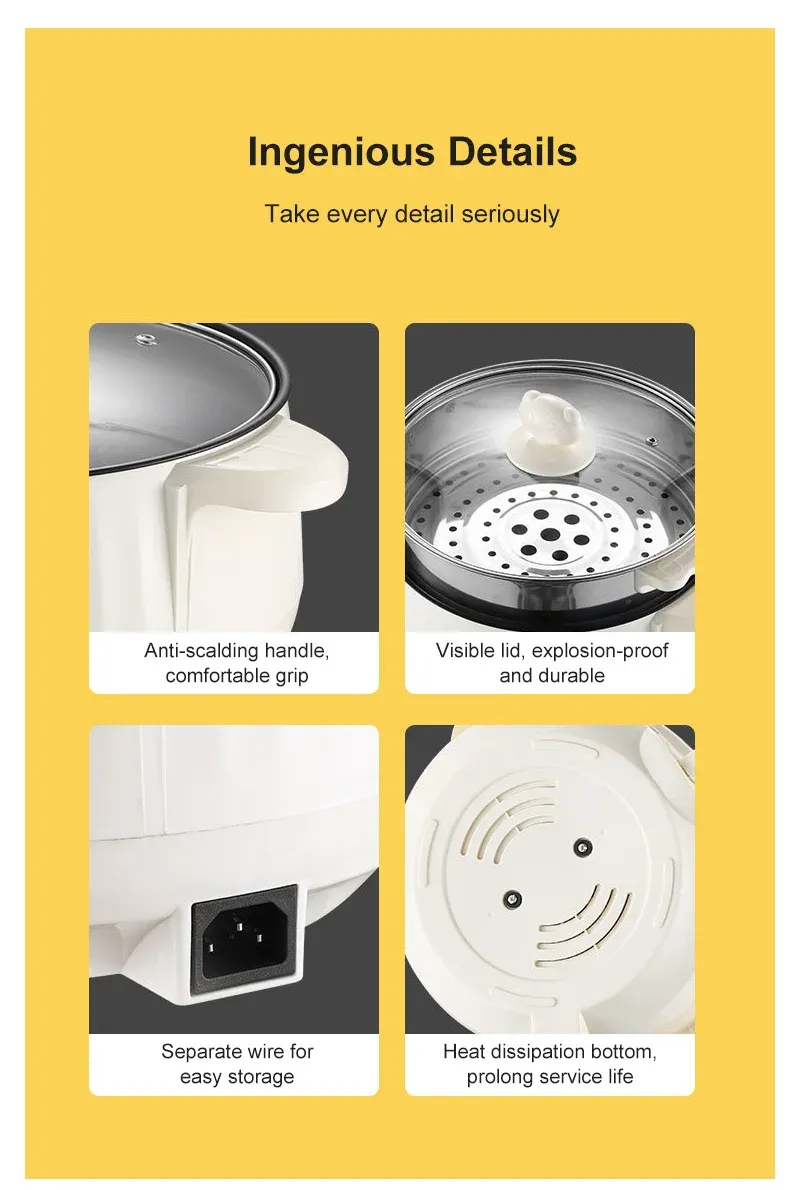 Electric Multi-Cooker 1.7L-3.2L: Non-Stick Pot for Rice, Soup, Frying - Versatile Kitchen Appliance with Dual Power Settings for Dorms & Homes showcase 19