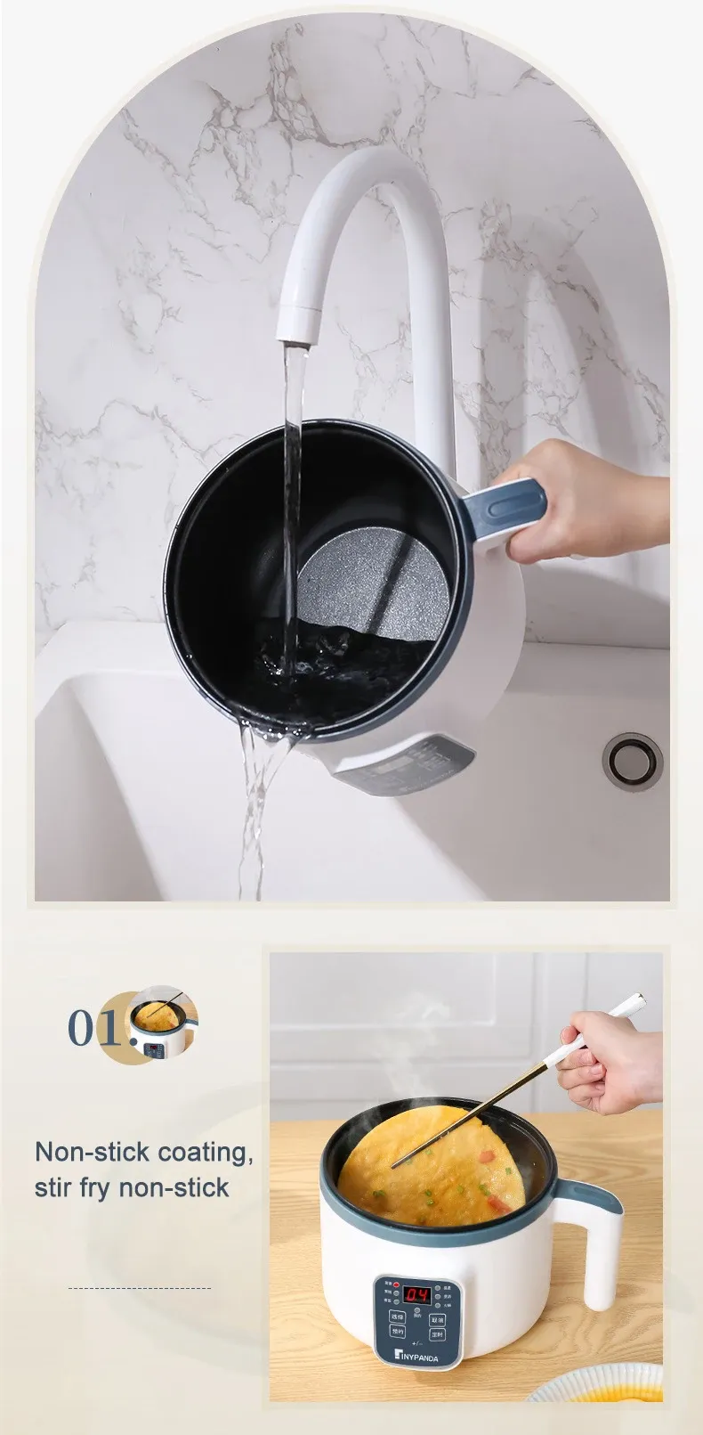 1.7L Electric Rice Cooker Multi Cooker with Non-Stick Ceramic Crystal Lining - Smart Mechanical Options for Home Kitchen Use in Ghana showcase 17
