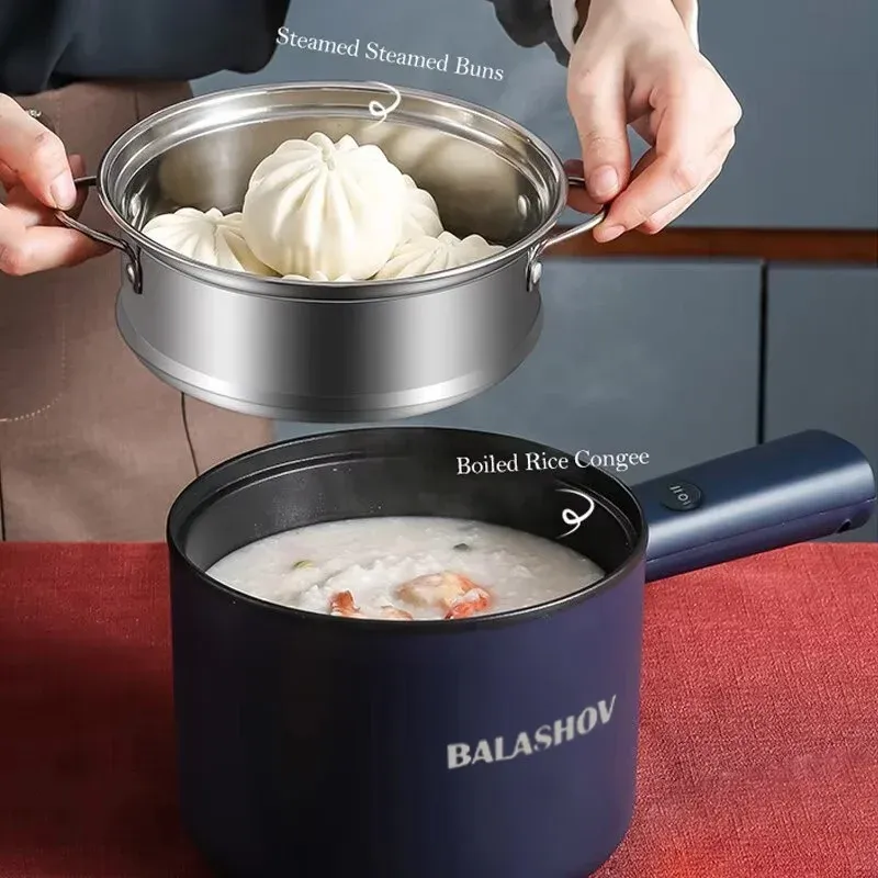 220V Multifunction Electric Cooker: Dual Layer Non-Stick Hot Pot & Rice Cooker for Home & Dorm Use, Quick Cooker for Rice, Porridge, Soup, Dishes - CE Certified Blue thumbnail 2