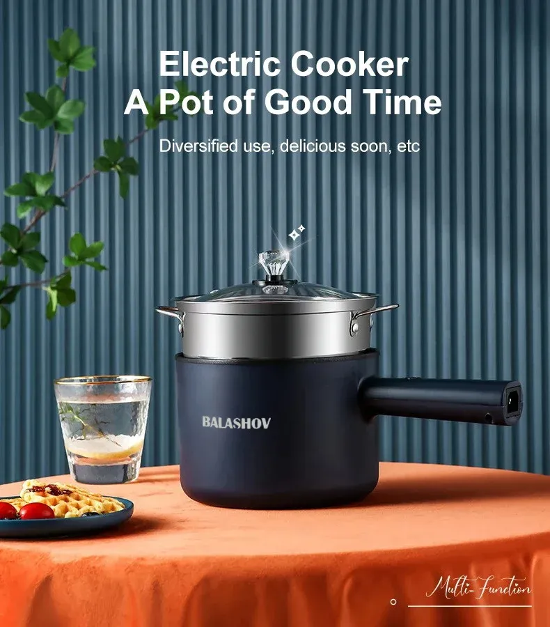 220V Multifunction Electric Cooker: Dual Layer Non-Stick Hot Pot & Rice Cooker for Home & Dorm Use, Quick Cooker for Rice, Porridge, Soup, Dishes - CE Certified Blue showcase 1