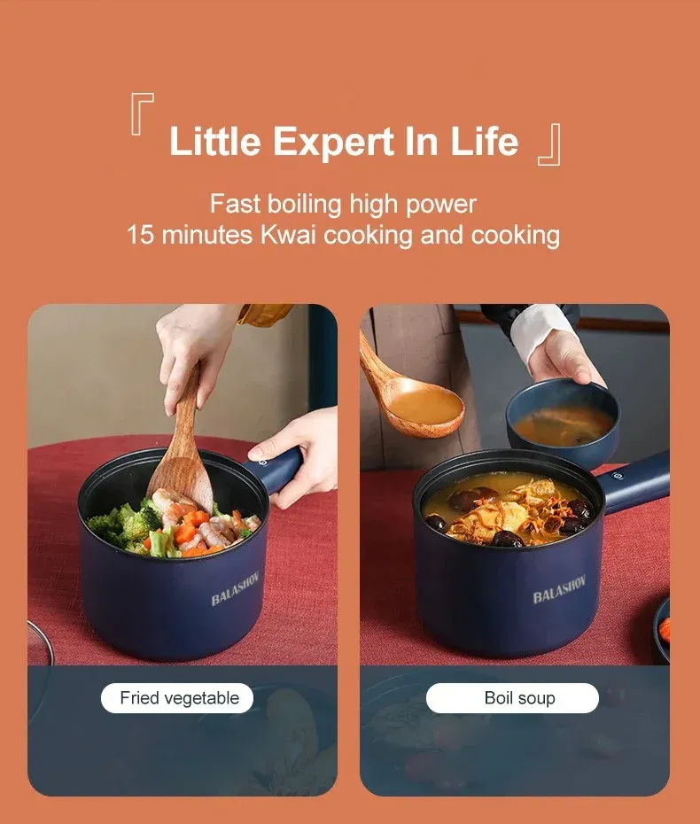 220V Multifunction Electric Cooker: Dual Layer Non-Stick Hot Pot & Rice Cooker for Home & Dorm Use, Quick Cooker for Rice, Porridge, Soup, Dishes - CE Certified Blue showcase 10