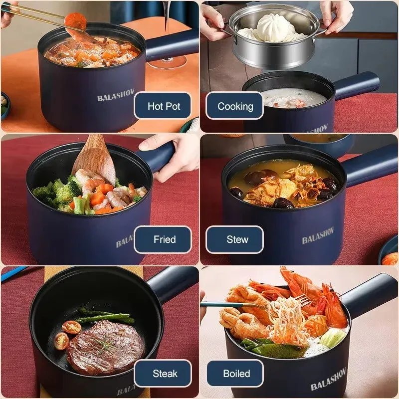 220V Multifunction Electric Cooker: Dual Layer Non-Stick Hot Pot & Rice Cooker for Home & Dorm Use, Quick Cooker for Rice, Porridge, Soup, Dishes - CE Certified Blue thumbnail 5