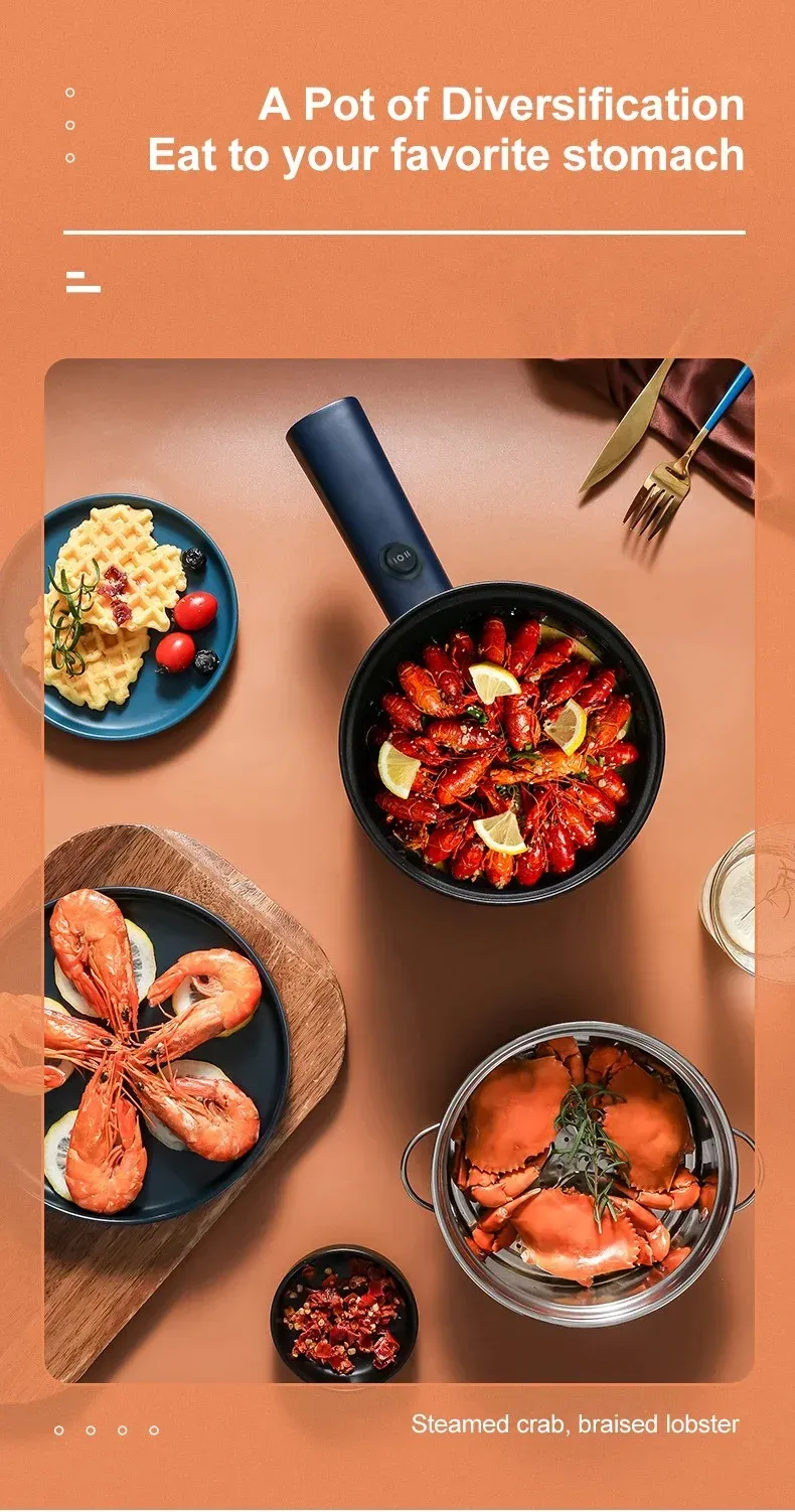 220V Multifunction Electric Cooker: Dual Layer Non-Stick Hot Pot & Rice Cooker for Home & Dorm Use, Quick Cooker for Rice, Porridge, Soup, Dishes - CE Certified Blue showcase 4