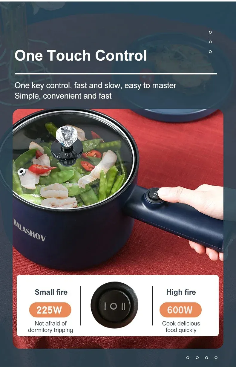 220V Multifunction Electric Cooker: Dual Layer Non-Stick Hot Pot & Rice Cooker for Home & Dorm Use, Quick Cooker for Rice, Porridge, Soup, Dishes - CE Certified Blue showcase 6