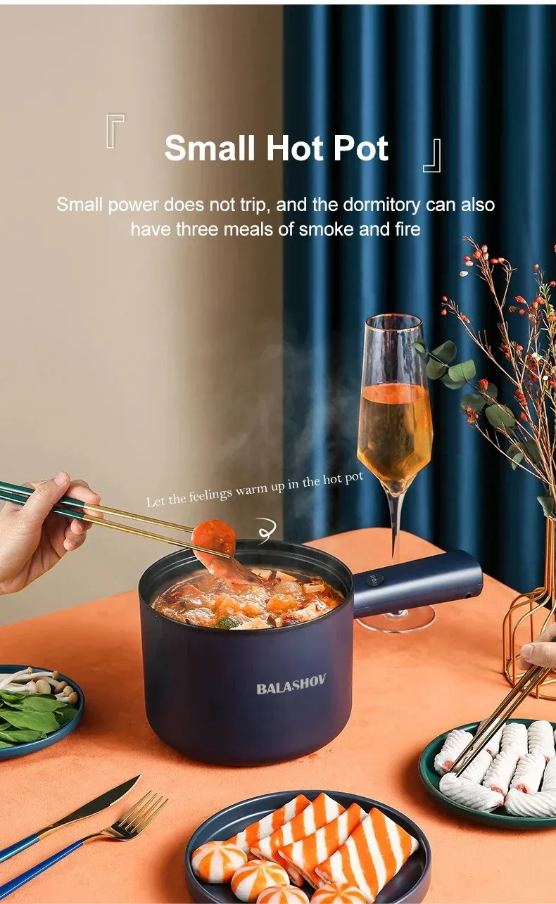 220V Multifunction Electric Cooker: Dual Layer Non-Stick Hot Pot & Rice Cooker for Home & Dorm Use, Quick Cooker for Rice, Porridge, Soup, Dishes - CE Certified Blue showcase 7