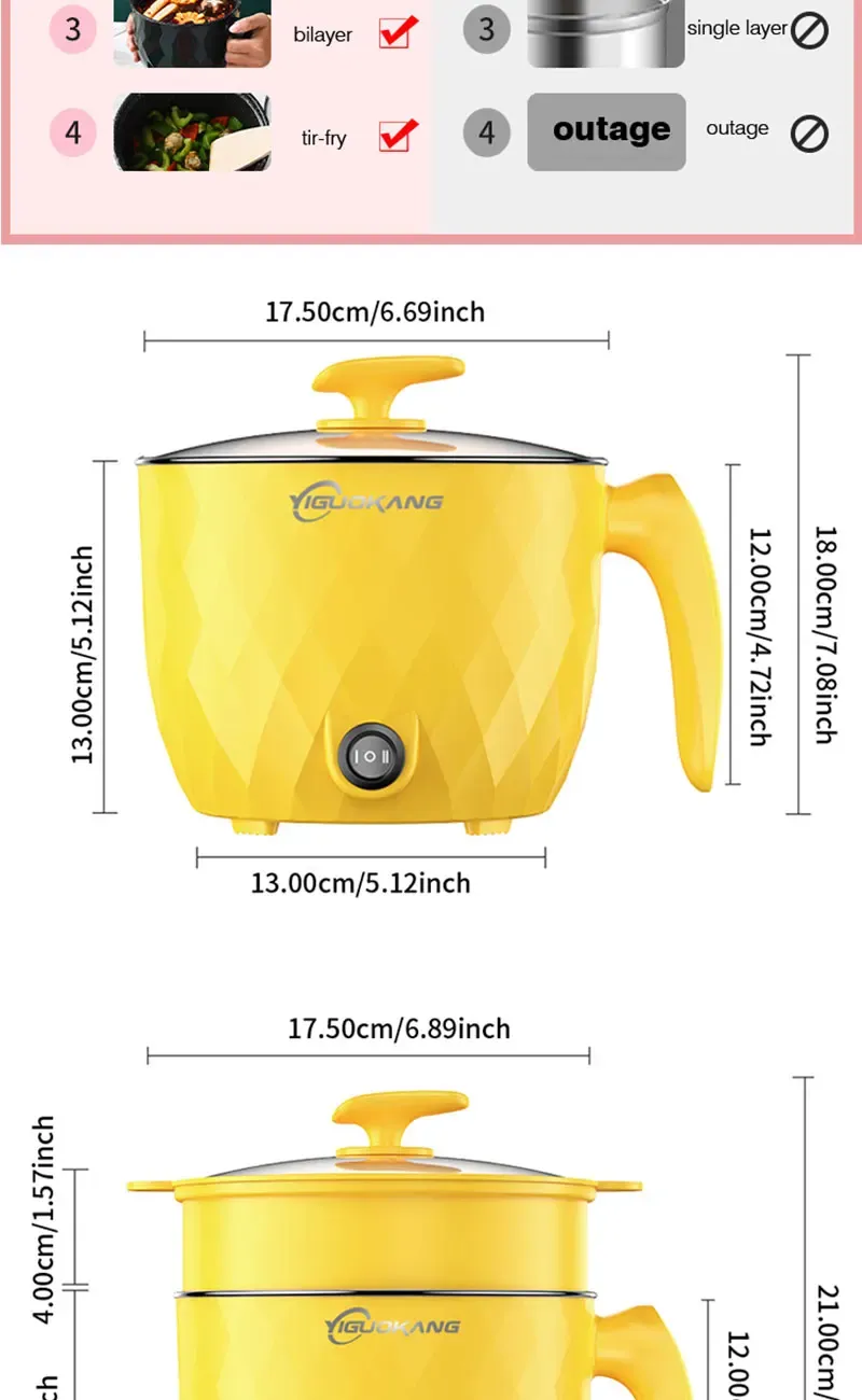 1.8L Multifunctional Electric Rice Cooker Mini Non-stick Cookware Multicooker with Steaming, Frying, Boiling Functions for Home Kitchen Appliances, Ideal for 1-2 People showcase 12