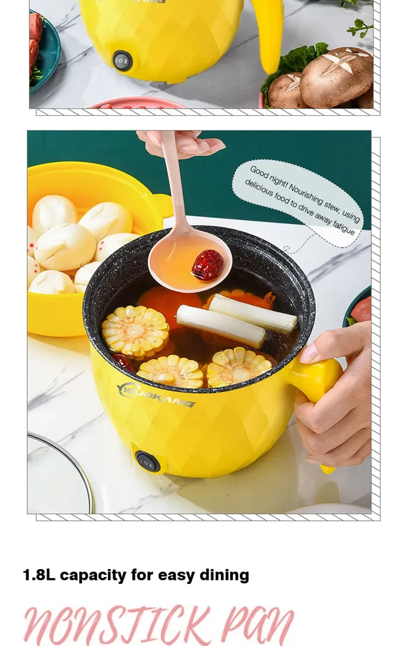 1.8L Multifunctional Electric Rice Cooker Mini Non-stick Cookware Multicooker with Steaming, Frying, Boiling Functions for Home Kitchen Appliances, Ideal for 1-2 People showcase 6