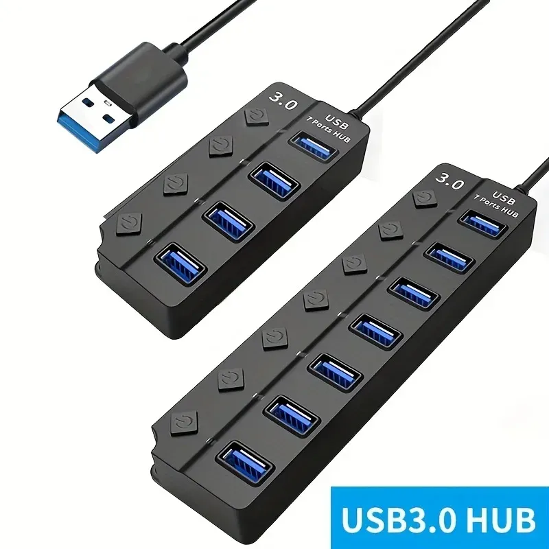 4/7-Port USB 3.0 Hub with Independent Switches & LED Indicators - Expand Connectivity for Laptops, Flash Drives, Hard Disks, Printers, Cameras, Keyboards showcase 3