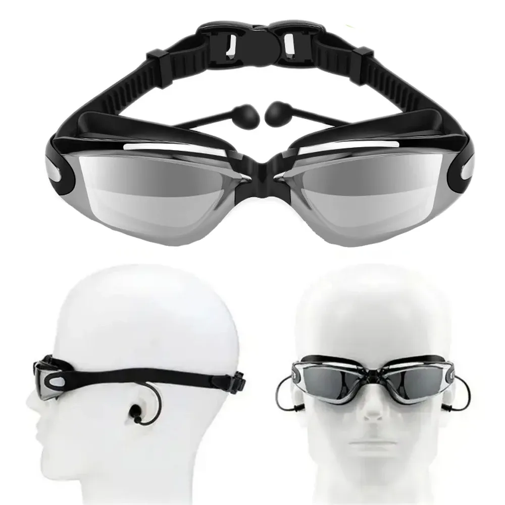 Adult Anti-Fog Swimming Goggles with Earplugs - Waterproof UV Protection Swim Glasses for Men & Women, Comfortable Fit for Pool Diving & Training thumbnail 6