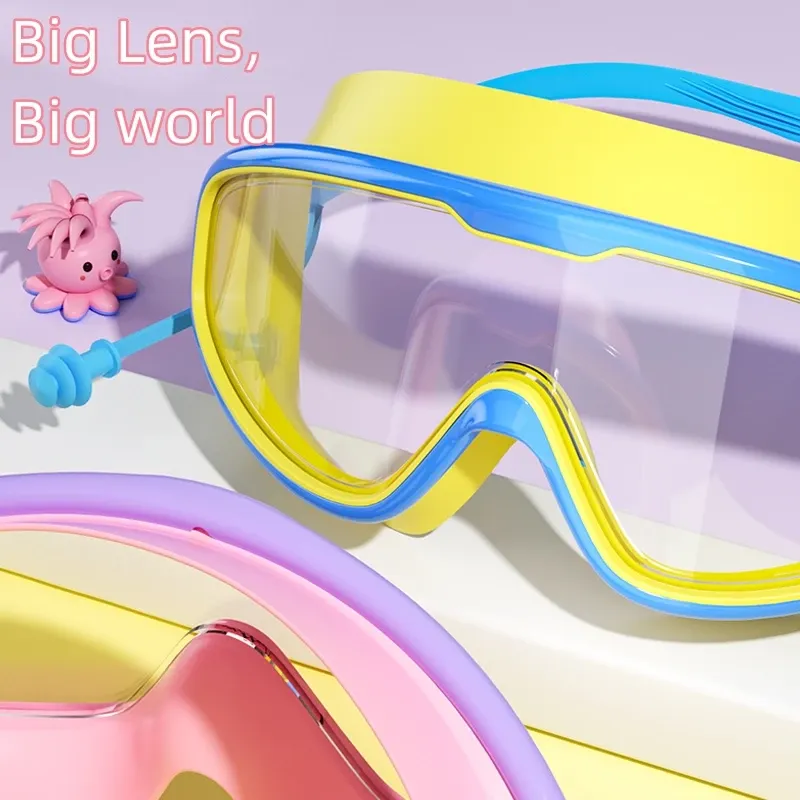 Kids Big Frame HD Anti-Fog Waterproof Swimming Goggles - Multi-Color, Leak-Proof Silicone for Boys & Girls thumbnail 2