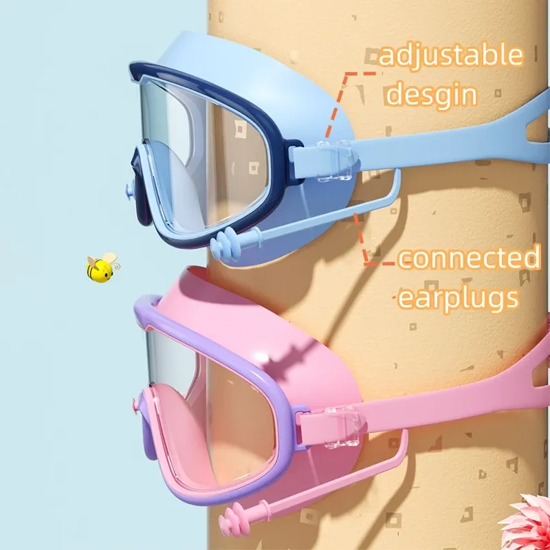 Kids Big Frame HD Anti-Fog Waterproof Swimming Goggles - Multi-Color, Leak-Proof Silicone for Boys & Girls thumbnail 4