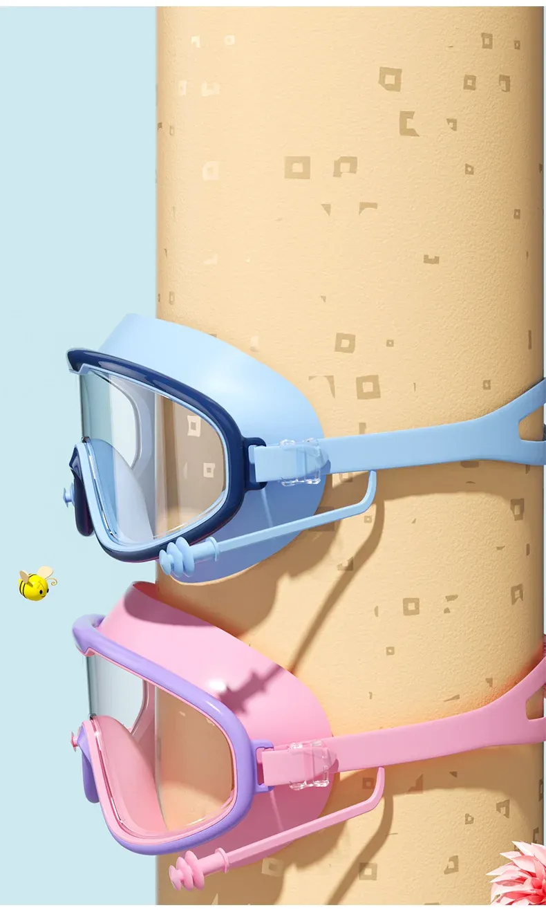 Kids Big Frame HD Anti-Fog Waterproof Swimming Goggles - Multi-Color, Leak-Proof Silicone for Boys & Girls showcase 4