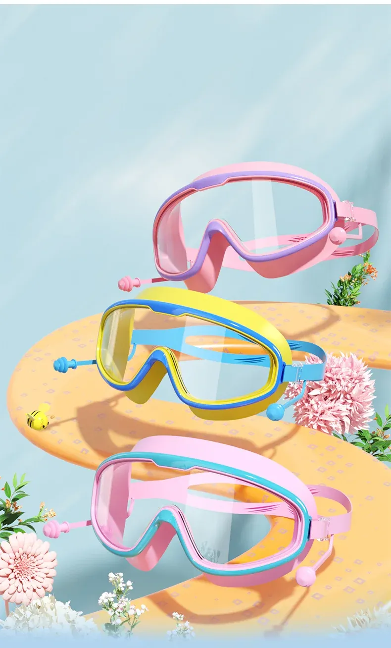 Kids Big Frame HD Anti-Fog Waterproof Swimming Goggles - Multi-Color, Leak-Proof Silicone for Boys & Girls showcase 9