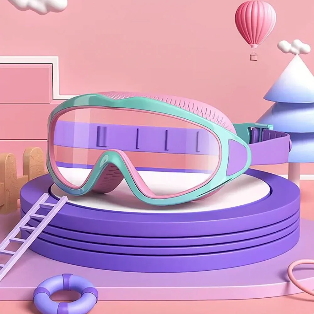 Kids Anti-Fog UV Protection Wide Angle Swimming Goggles for Children, Waterproof Pool Eyewear for Boys and Girls