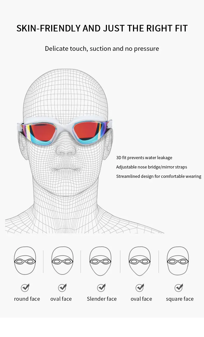 Unisex Adult Anti-Fog Swimming Goggles - Professional Waterproof Silicone Swim Eyewear for Men & Women - Adjustable Fit for Clear Vision showcase 8
