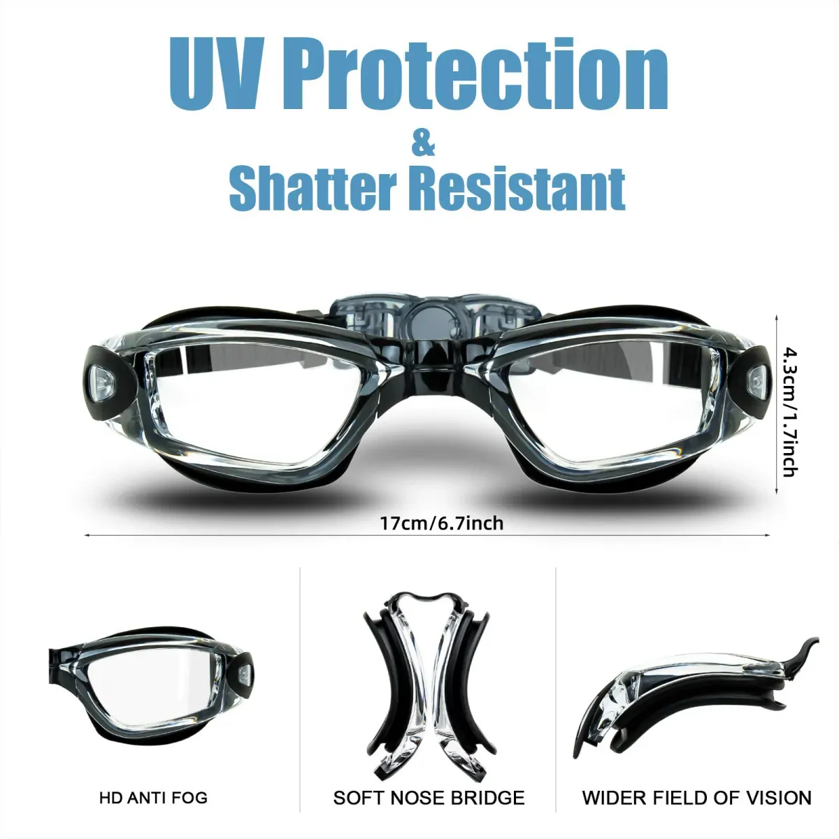 Professional Waterproof Swimming Goggles for Adults & Youth - Anti-Fog, 100% UV Protection, No Leaks, Enhanced Visibility for Men & Women showcase 6