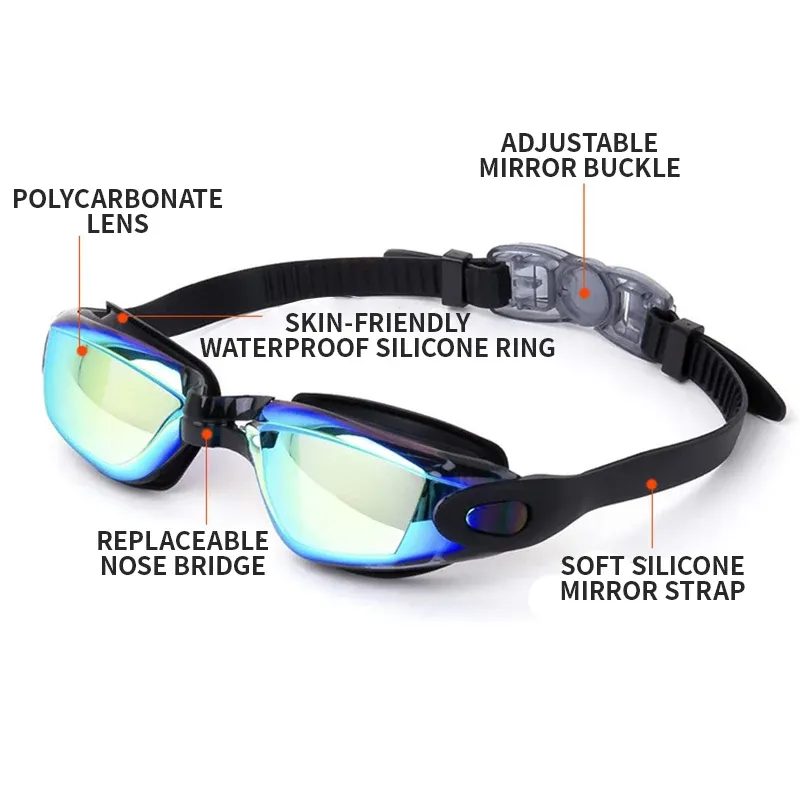 HD Anti-Fog Silicone Swimming Goggles for Adults - Electroplated Lenses, Waterproof, Comfortable Fit, Universal Design for Clear Vision thumbnail 2