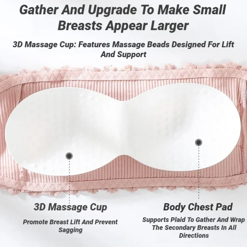 Summer Strapless Lace Back Seamless Bra for Women, Breathable Invisible Chest Wrap Top, Wireless Comfort with 3D Massage Cups for Lift and Support, Adjustable Fit thumbnail 5