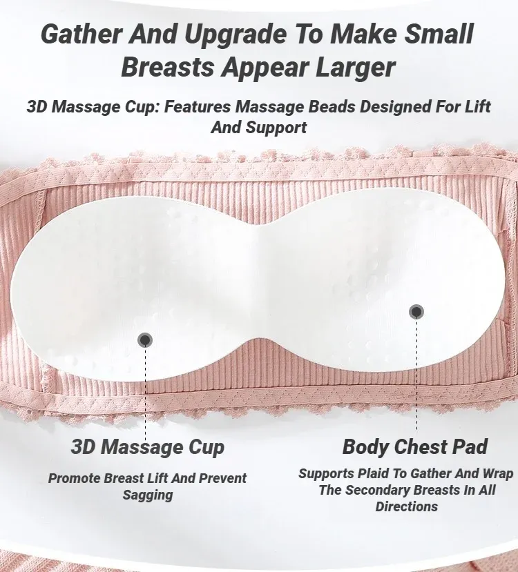 Summer Strapless Lace Back Seamless Bra for Women, Breathable Invisible Chest Wrap Top, Wireless Comfort with 3D Massage Cups for Lift and Support, Adjustable Fit showcase 4