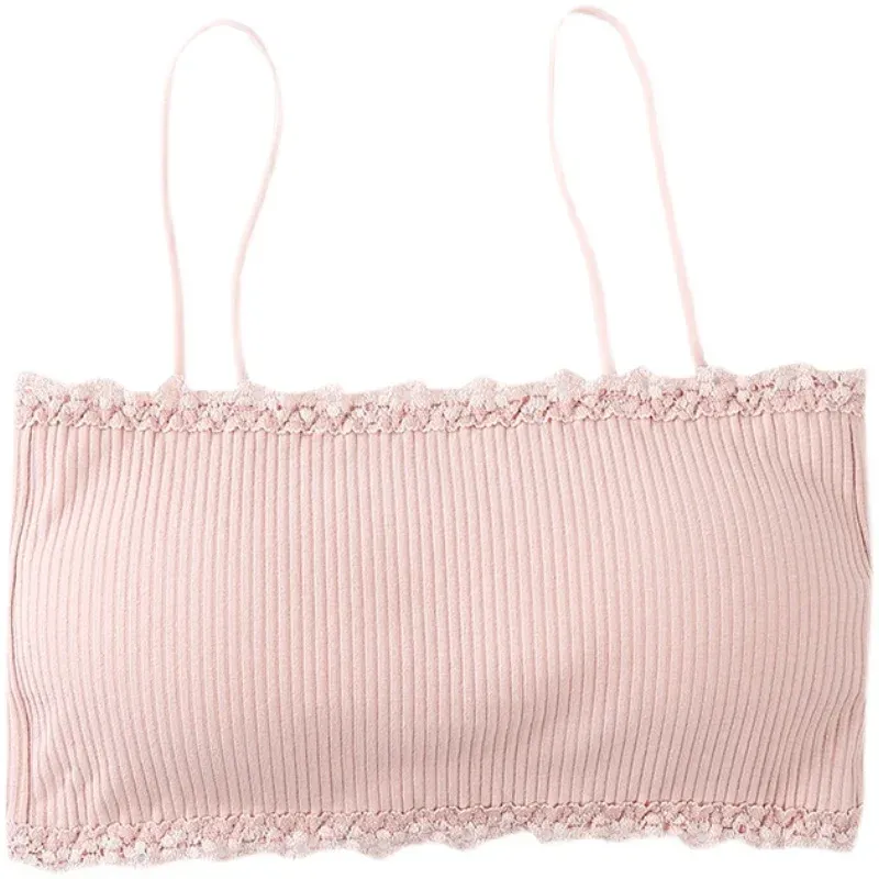 Women's Lace Back Camisole Bra Top with Removable Pads - Comfortable, Adjustable, Wireless Bralette for Girls & Students - Image 5