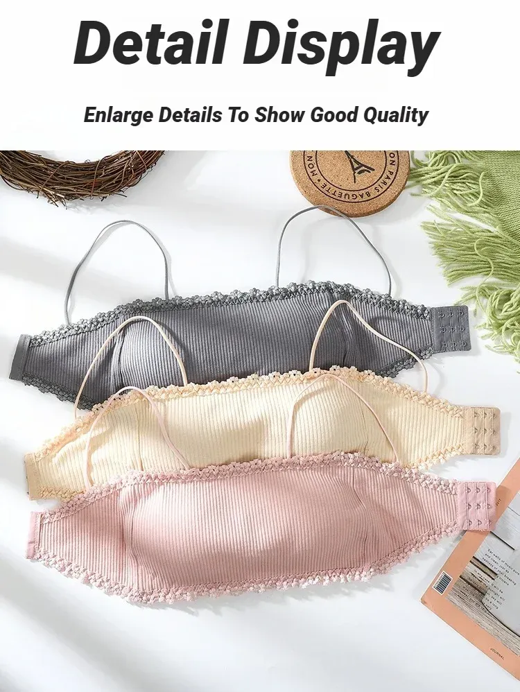 Women's Lace Back Camisole Bra Top with Removable Pads - Comfortable, Adjustable, Wireless Bralette for Girls & Students showcase 8